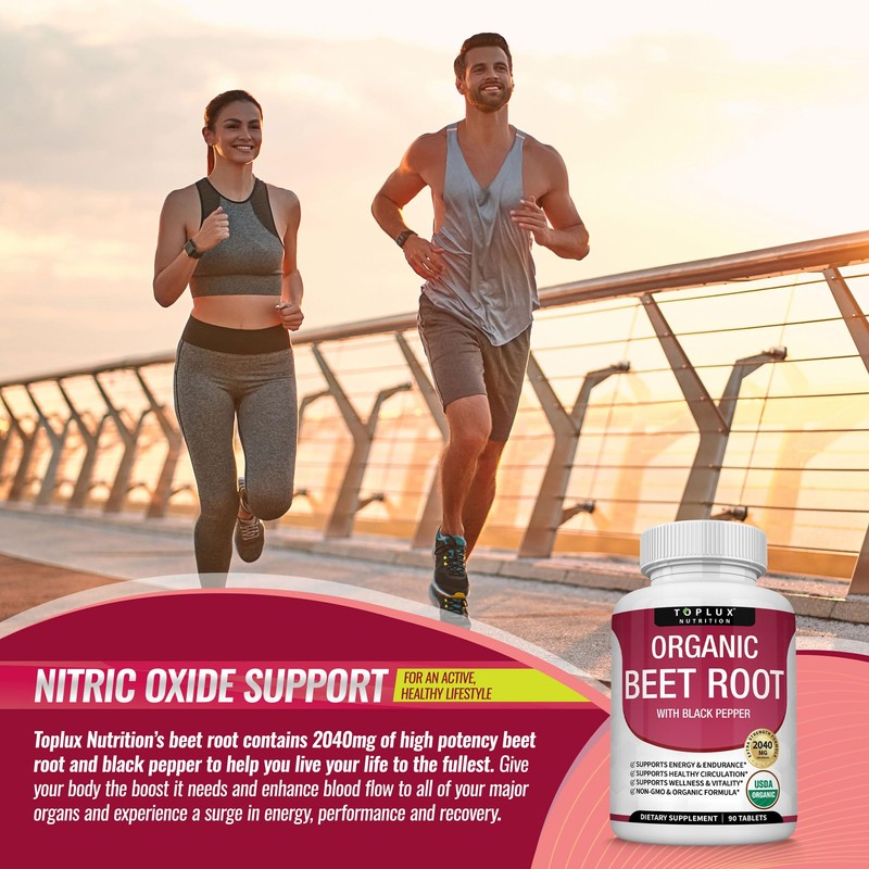 Organic Beet Root Powder Tablets - 2040mg Natural Nitric Oxide