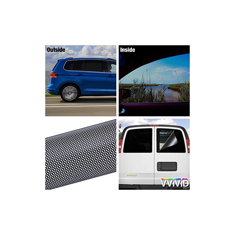 VViViD Black Perforated One-Way Vision Vinyl Automotive Window Wrap Roll