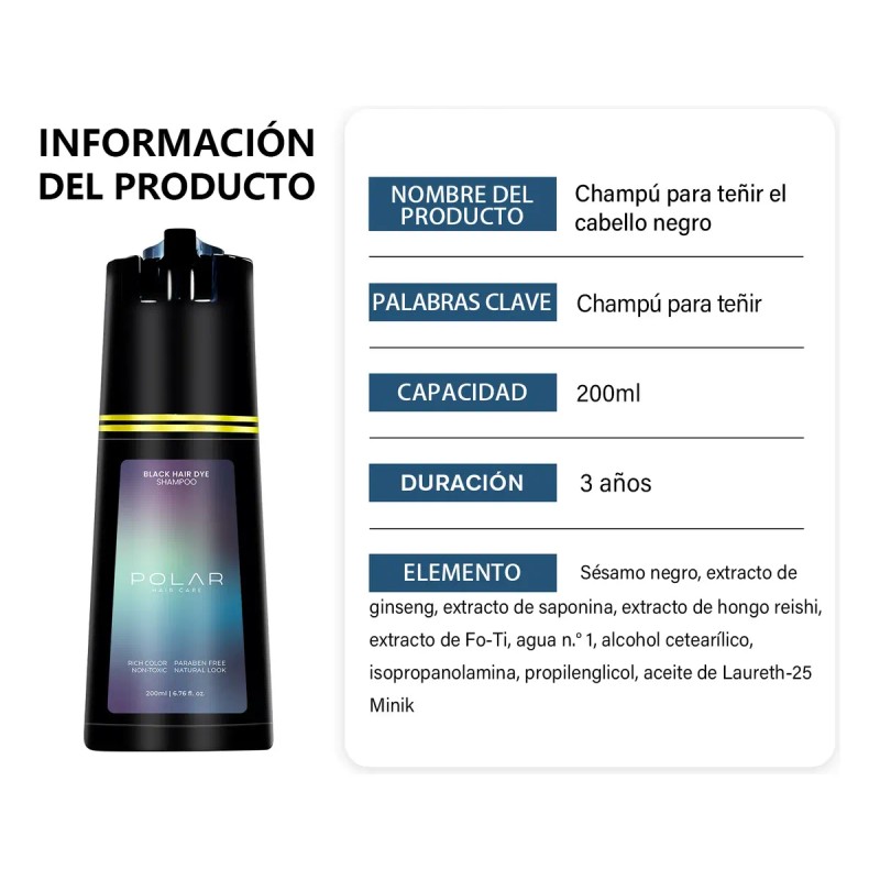 Shampoo Tinte Instantáneo Cubre Canas Natural Fácil 200ml
