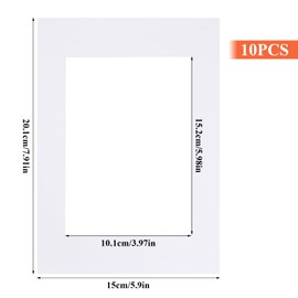 10 Pcs Frame Photo Mats, Paper Picture Mat, Rectangular Picture Frame Mat Board, Picture Cardboard Mounts Inside Aperture, White Acid Free Photo Frame Mount 6x8 inch for Painting Artwork
