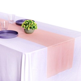 MDS Pack of 20 Wedding 12 x 108 inches Chiffon Table Runner for Wedding, Decorations for Birthday Parties, Banquets, Graduations, Engagements, Runners fit Rectangle, Round Table - Peach
