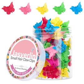 JASVERLIN Y2K Mini Butterfly Hair Clips 90s Cute Hair Clips Claw Non-Slip Hair Accessories for Women Girls Kids Thin Thick Curly Hair 50 Pieces 5 Different Colors (Basic Color)