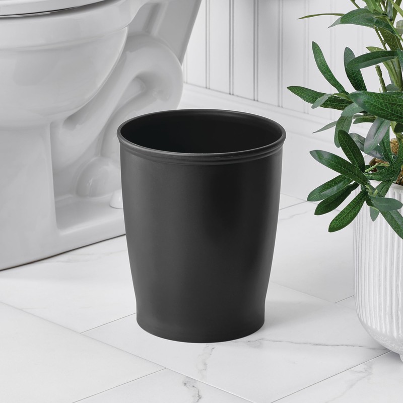 iDesign Small Round Plastic Bathroom Trash Can - Set of