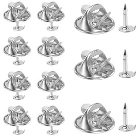 50 Pairs Metal Pin and Pin Backings, 8mm Length 4mm Width Blank Pins for DIY Enamel Pins Jewelry Gift Craft Making