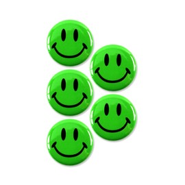 Smiley Face Pinback Buttons - 2.25 Inch – Classic Round Badge, Durable Metal with Secure Pinback, Ideal for Backpacks and Clothing – Emoji Novelty Pins for Parties, Giveaways and Everyday Wear (25, Green)