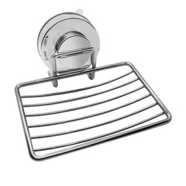 Ulable 2 Stück Selbstklebende Vakuum-Saugnapf-Seifenschale, Haltbarer 304 Edelstahl Schwammhalter für Bad und Küche, Silber