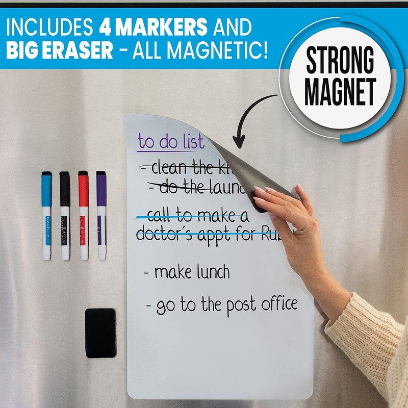 Magnetic Dry Erase Sheet for Fridge - Stain Resistant, 16x11