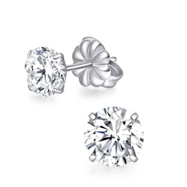 TitanHeart Pure Titanium Stud Earrings, Hypoallergenic F136 Implant Grade Stud Earrings with 6 mm Birthstone Crystals CZ Simulated Diamonds for Men and Women, Titanium