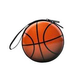 Basketball Purse Pouch Coin Purse with Strap Small Round Pouch Purses Change Wallet Organizer Sports Trinkets Pouches Storage Bag Case Waterproof Travel Pouches Birthday Gifts for Basketball Lovers