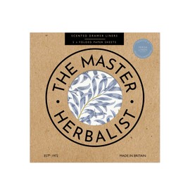 The Master Herbalist FRESH LINEN Scented Drawer Liners in a BLUE WILLIAM MORRIS Design (FOLDED) | Pack of 5 Sheets | Contains Essential Oils. Made in the UK