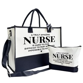 SUSZDOU Amazing Nurse Shoulder Beach Bag, Thank You Gift for Nurse, Travel Bag Gift for Women, Canvas Tote With Zipper