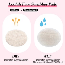 Bokon 50 Pcs Loofah Exfoliating Face Pads 2.36 Inches Round Natural Loofah Sponge Loofah Body Face Scrubber Remove Dead Skin Facial Loofah Pad Bulk for Bath Shower Spa Skin Scrub Cleaning Women Men