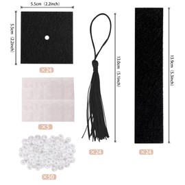 24 PCS 2025 Graduation Cap Cupcake Toppers with Tassel Chocolate Decorations Class of 2025 Congrats Mini Grad Cap Cupcake Decorations for 2025 Graduation Theme Party Supplies Black