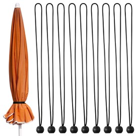 Woanger 12 Pcs Umbrella Strap Securing Straps for Parasol Patio Umbrella Bungee Strap with Ball Reusable Outdoor Umbrella Strap Flexible Umbrella Tie for Multipurpose Patio Umbrella Accessory (Black)