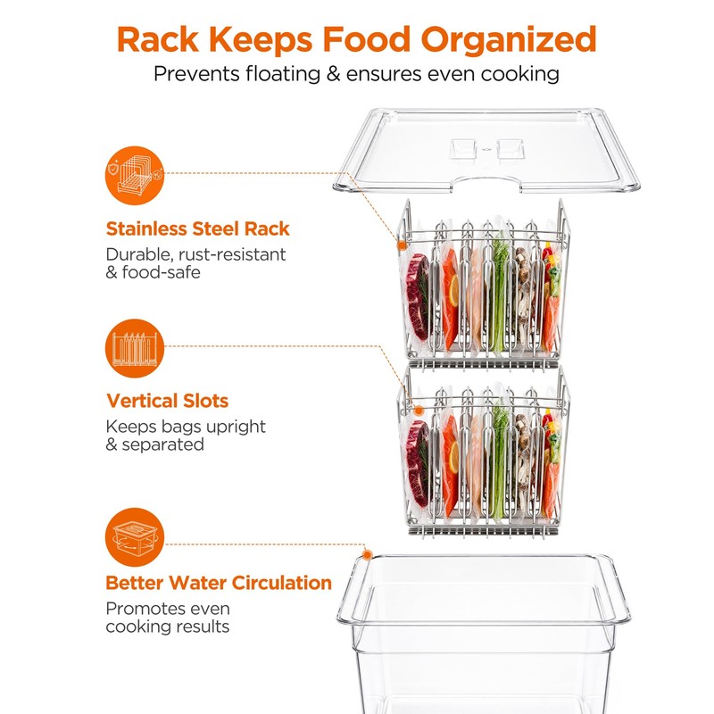 26 Quart Extra Large Sous Vide Container with Lid, Include