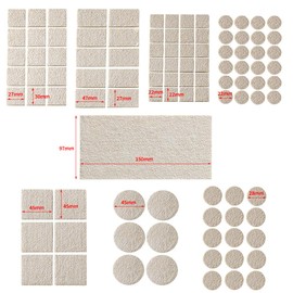 SANJAOYEE Furniture Anti-Slip Chair Felt, Set of 101, 8 Different Sizes, Chair Foot Seals, Floor Protection Sheet, Anti-Vibration, Soundproofing, Floor Scratch Prevention, Shock Absorption, Noise