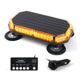 Xprite Amber Rooftop Emergency Strobe Light Bar, US Flag Beacon Safety Flashing Warnin Lights w/Control Panel Magnetic Base for Construction Trucks Plows Postal Security Cars