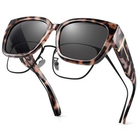 URUMQI Sunglasses for Glasses Wearers Women's UV400 Protection Anti-Glare Over-Top Sunglasses Polarised Sunglasses Fit Over Glasses Ultra Light Cat's Eye Frame, B03 Glossy Beige Tortoiseshell Frame
