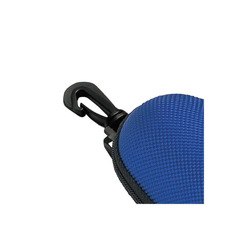 Glasses Case, Urethane, Semi-Hard Case, Round (Zipper Type, Hook), Blue