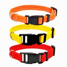 FENGZIZH Fashionable True Love Dog Collar for Small Dogs, Adjustable Durable Nylon Puppy Collar with Safety Locking Buckle(3pcs,Red+Orange+Yellow)