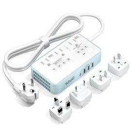 VASAIKO Voltage Converter US to Europe, 220V to 110V Converter for European Travel with 3 AC 2 USB-C 2 USB-A Ports, and EU/UK/AU/IT European Travel Plug Adapter
