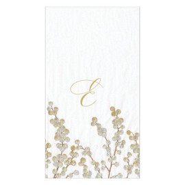Caspari Berry Branches Single Initial Paper Guest Towel Napkins Letter E - 15 Per Package