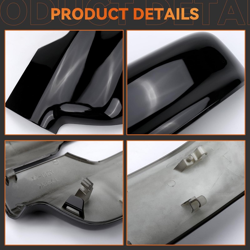 Glossy Black Side Mirror Covers Caps Compatible with 2019-2025 Dodge