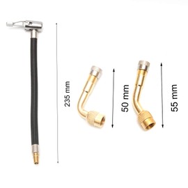 DTXLX 235mm Verlängerungsrohr Inflator Pumpe+Messing Inflator Anschluss Winkelverlängerung 90° 135° für Autos Fahrräder Motorräder