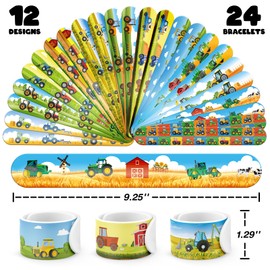 BOIKOKY 60 PCS Tractor Party Favors Set - 36 Temporary Tattoos Sticker & 24 Slap Bracelets for Kids, Perfect for Birthday Parties, Classroom Rewards and Gifts