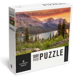 Grand Teton National Park, Wyoming, Lake and Peaks at Sunset (1000 Piece Puzzle, Challenging Jigsaw Puzzle for Adults, Made in USA)
