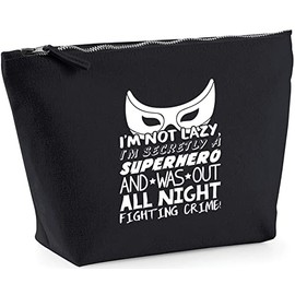 Hippowarehouse I'm Not Lazy, I'm Secretly A Superhero And Was Out All Night Fighting Crime printed make up cosmetic wash bag 18x19x9cm