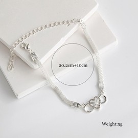 Jascatin Beach Heart Anklets Crystal Beaded Love Small Bell Ankle Bracelet Beach Summer Foot Jewelry for Women (E-Silver)