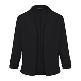 MINTLIMIT 3/4 Sleeve Black Front Lined Blazers Cardigans Open Front for Women's UK Suits & Blazers Smart (Black M)