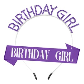 Birthday Sash for Women,Birthday Crowns,Purple Tiara Crown,Birthday Tiaras for Women,Birthday Girl Sash,Birthday Girl Headband,Birthday Crown Adult Woman,Girls Birthday Decorations Accessories