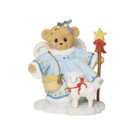 Roman Cherished Teddies, Stella Snow Angel with Lamb Figure, 3.75" H, Resin and Wollastonite, Durable, Collectible Decoration, Decorative, Decor