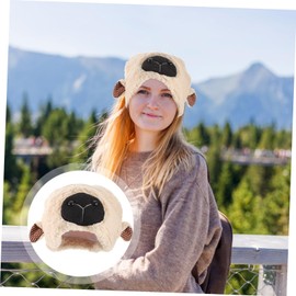 TOYANDONA Pack of 3 Lamb Ears Animal Hat Plush Hat Birthday Party Hat Sheep Ears Headgear Sheep Hat with Ears Sheep Cosplay Ears Animal Hats Costume Hat Fluffy Hat Sherpa Beige
