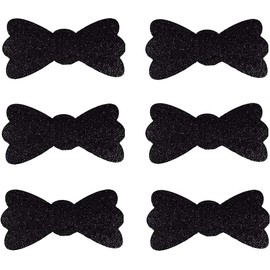 6 Pcs Black Bow Magic Hair Pad Hair Sticker Clips Glitter Sequins Bang Fixed Seamless Magic Paste Fringe Hair Bang Patch Hair Bang Accessories For Hair Styling Accessories