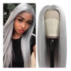 Yuya Lee Peluca Larga Recta Gris Plata Mujer T