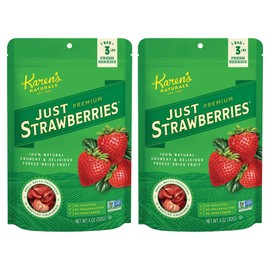 Karen's Naturals Freeze-Dried Strawberries, 4oz, Pack of 2 - Flavor Packed Freeze Dried Fruit Snack, Crunchy Strawberries, Healthy Snack for Kids & Adults, No Added Sweeteners, Gluten & Allergy Free