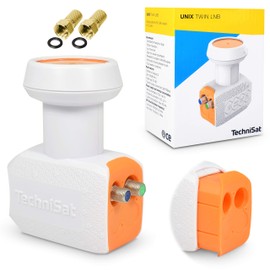 TechniSat Twin LNB for 2 Participants TV Receiver Direct Connection with Weather Protection Unix Digital UHD 4K Ultra HD Full HDTV + 2 F-Connectors
