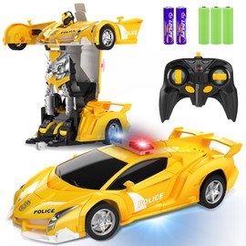 FDJ Remote Control Car - 2 in 1 Transform Car Robot, One Button Deformation to Robot with Flashing Lights, 1:18 Scale Transforming, 360 Degree Rotating Drifting Toys for 5+ Year Old Boys