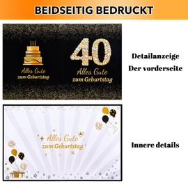 Yibat Birthday Card 40 Large Happy Birthday Greeting Card Birthday Greeting Card Guest Book Guest Poster for Men Women Birthday Party Decoration