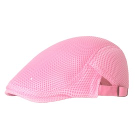 Lifup Unisex Mesh Newsboy Hat Breathable Summer Flat Cap Adjustable Gatsby Ivy Golf Cabbie Hat Pink