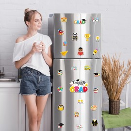 25Pcs Graduation Cruise Door Magnets Decorations, Cartoon Class of 2026 Congrats Grad Car Magnets Stickers Graduation Magnetic Fridge Decorations for Garage Door Graduation Home Decor