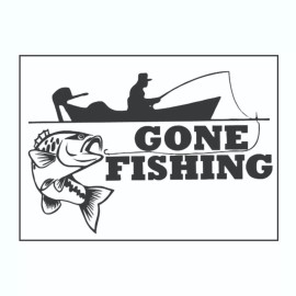 Arlon Gone Fishing Sticker, Decal, Bumper Sticker Truck, Fishing, Boat Stickers - 2.5 x 3.5 Inches