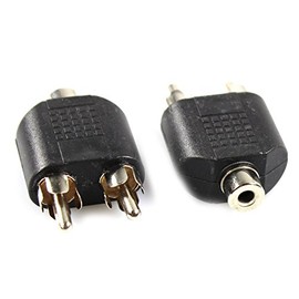 com-four® Y-Adaptor Jack Socket 3.5 mm Stereo - 2 x RCA Male - Audio Jack Female to 2x RCA Male in Plastic Housing (Pack of 02 - RCA Male 3.5 mm)