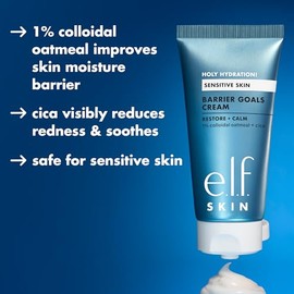 e.l.f. SKIN Holy Hydration! Barrier Goals Cream, rica crema hidratante facial para hidratar y calmar, ayuda a reducir visiblemente el enrojecimiento, 