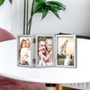 3 Picture Frame 4x6 Silver Triple Hinged MDF Wood with