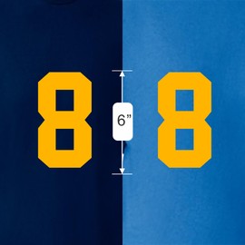 6" Amber-Toned Iron on Numbers for Clothing，Jersey Numbers，Large Iron on Numbers for Jersey Heat Transfer Numbers for Sports Uniform Basketball Baseball Football T-Shirt(Style A) (Yellow 8)