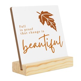 Fall Decorations for Home Rustic Fall Decor Farmhouse Autumn Wooden Decor Fall is Proof That Change is Beautiful Wood Sign 4 x 4 inches